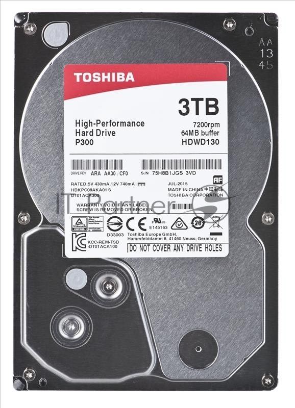 Жесткий диск Toshiba SATA-III 3Tb HDWD130UZSVA P300 (7200rpm) 64Mb 3.5