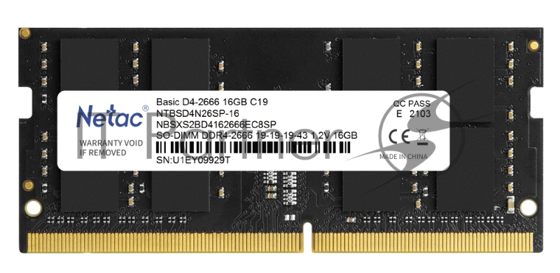 Модуль памяти SO-DIMM DDR 4 DIMM 16Gb PC21300, 2666Mhz, Netac NTBSD4N26SP-16 C19