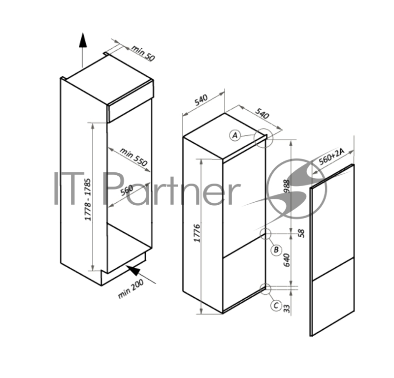 Холодильник встраиваемый MAUNFELD MBF177NFFW
