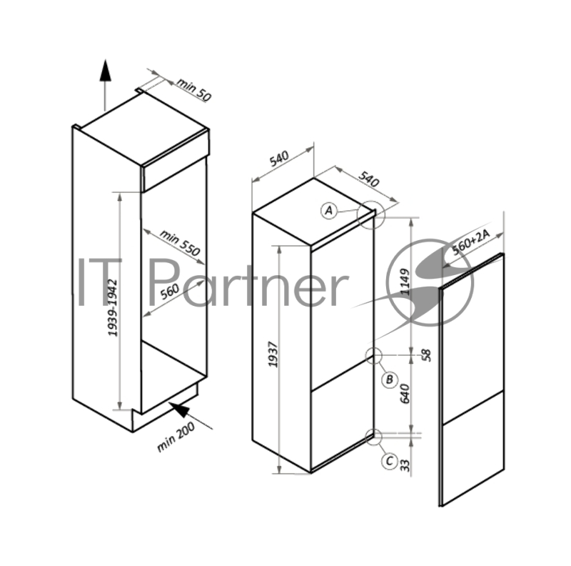 Холодильник встраиваемый MAUNFELD MBF193NFFW
