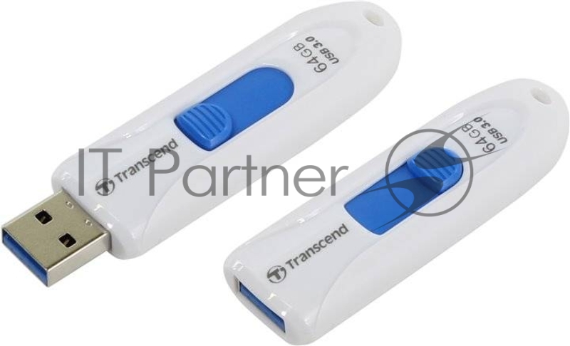 Флеш Диск 64GB Transcend JetFlash 790, USB 3.0, Белый/Синий