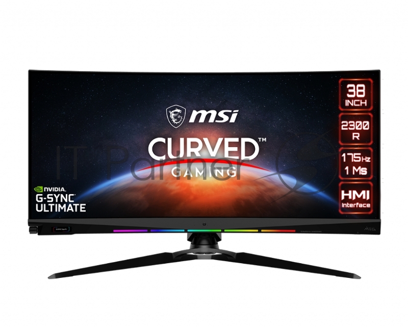 Монитор LCD MSI 9S6-3EA45T-001 Optix MEG381CQR Plus 95,2 cm (37.5) 21:9 3840x1600(UW4K) IPS, nonGLARE, 400cd/m2, H178°/V178°, 1000:1, 100M:1, 1,07 миллиардов цветов, 1ms, 2xHDMI, DP, Height adj, Swivel, Speakers, Black