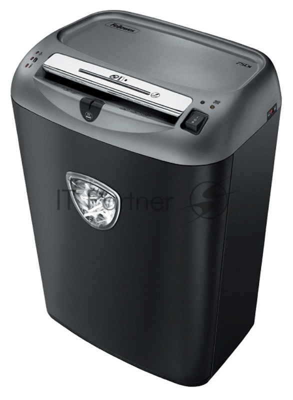 Шредер Fellowes Powershred 75Cs FS-46750 (FS-4675001/FS-4675002){авт., 3.9х50мм, 12лст., 27лтр., уничтожает: скобы, карты, скрепки, CD, селектор кол-ва листов}
