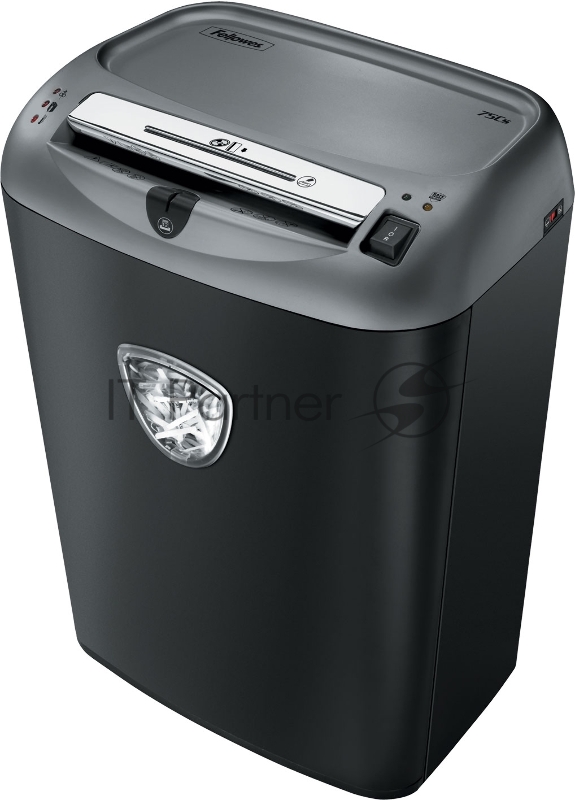 Шредер Fellowes Powershred 75Cs FS-46750 (FS-4675001/FS-4675002){авт., 3.9х50мм, 12лст., 27лтр., уничтожает: скобы, карты, скрепки, CD, селектор кол-ва листов}
