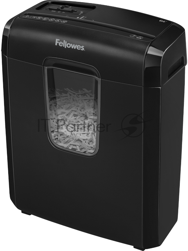 Шредер Fellowes PowerShred 6C, DIN P-4, 4х35мм, 6лст., 11лтр. ,уничт.: скобы,скр., пл.карты.