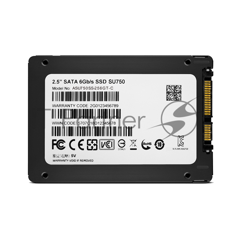 Накопитель 2.5 256GB ADATA SU750 Client SSD ASU750SS-256GT-C SATA 6Gb/s, 550/520, IOPS 65/75K, MTBF 2M, 3D TLC, 200TBW, RTL