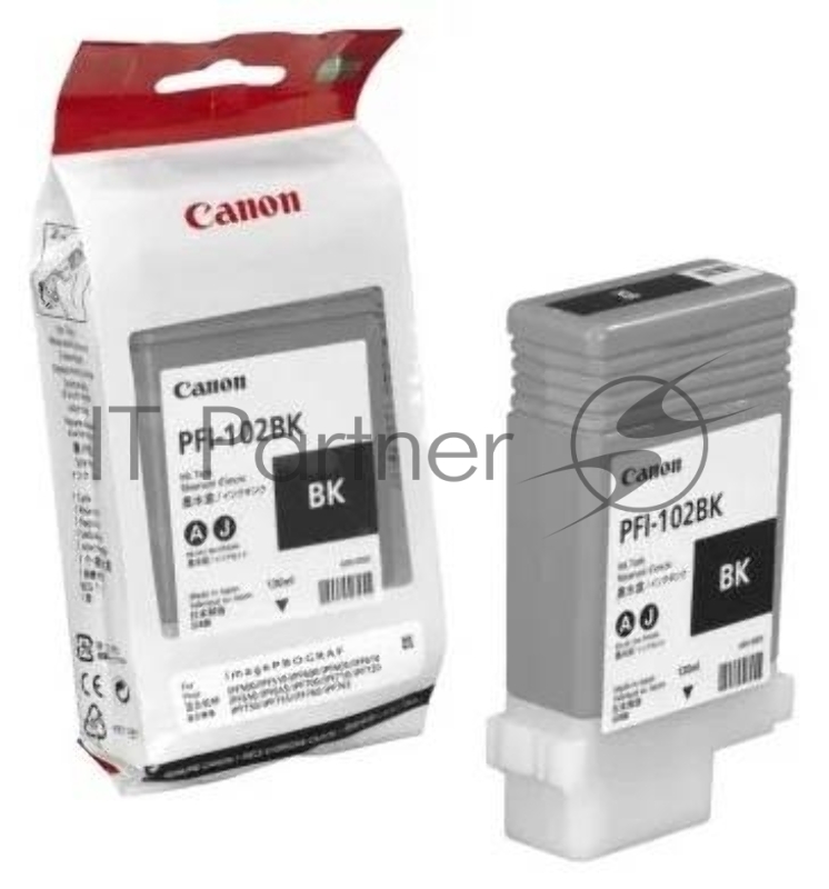 Картридж струйный Canon PFI-102Bk (0895B001) черный, 130 мл., для iPF605, iPF610, iPF650, iPF655, iPF710, iPF750, iPF755, LP17, iPF510