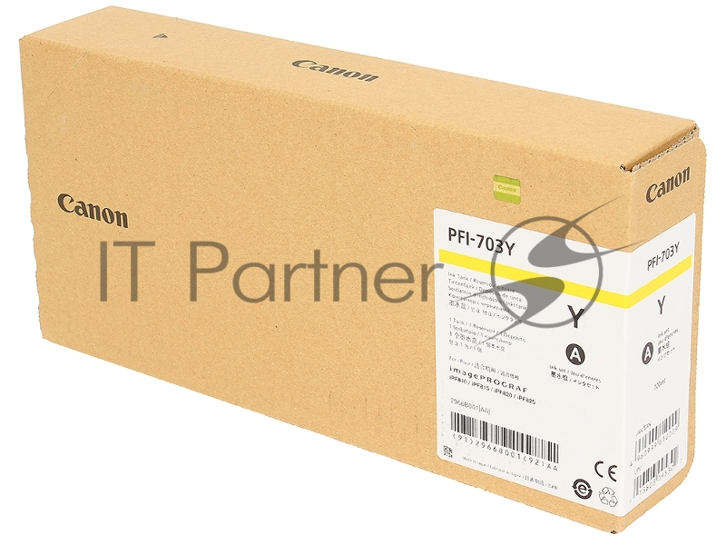 Картридж струйный PFI-703Y (2966B001), для Canon iPF815/825, желтый