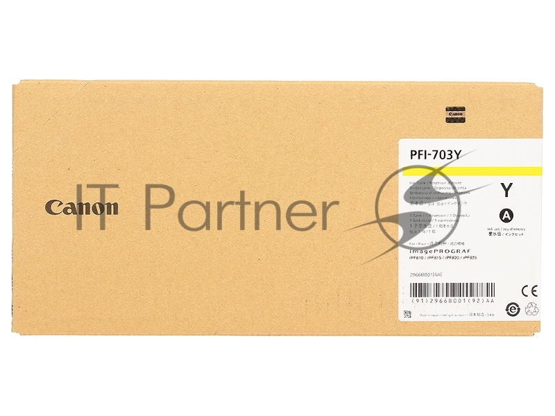 Картридж струйный PFI-703Y (2966B001), для Canon iPF815/825, желтый