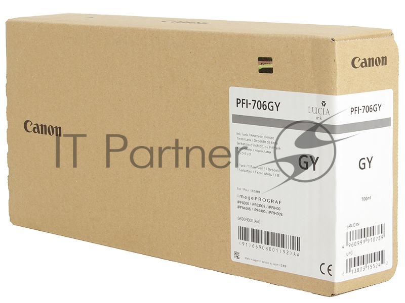 Картридж струйный Canon PFI-706 GY серый для iPF8300S/8400/9400S/9400 (6690B001)