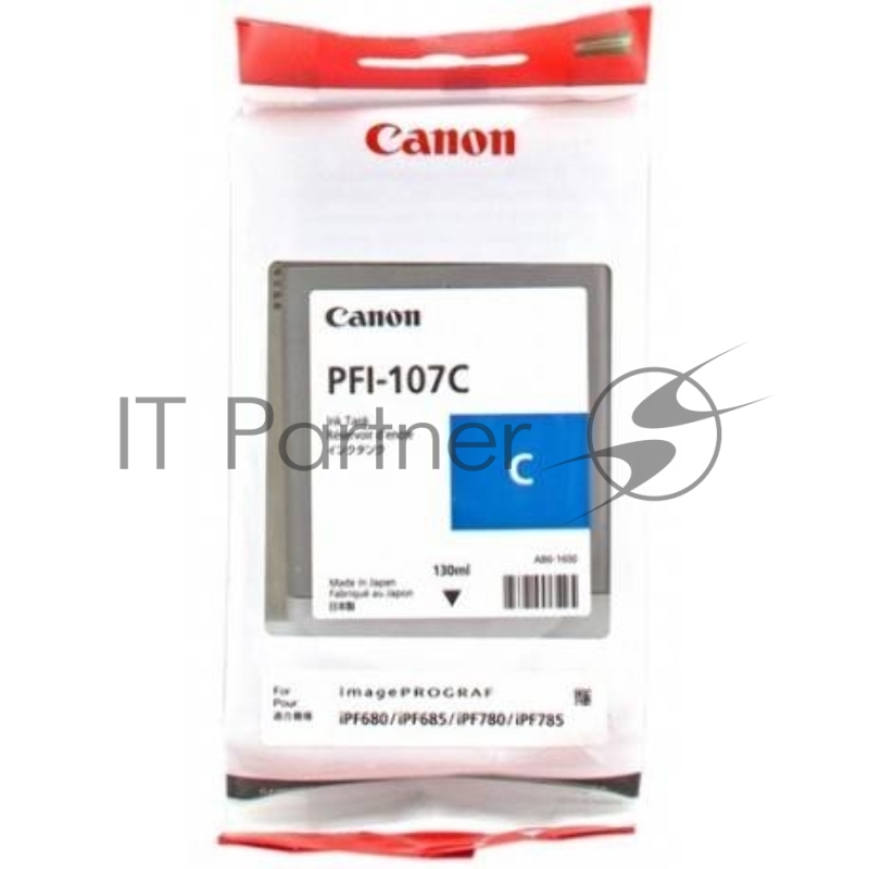 Картридж струйный Canon PFI-107C 6706B001 голубой для Canon iP F680/685/780/785 (130мл)