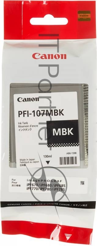 Картридж струйный Canon PFI-107MBK 6704B001 черный матовый для Canon iP F680/685/780/785