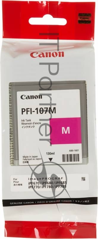 Картридж струйный Canon PFI-107M 6707B001 пурпурный для Canon iP F680/685/780/785 (130мл)