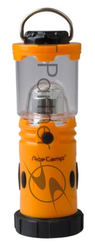 Фонарь походный AceCamp 1014 оранжевый/черный лам.:светодиод. AAx4