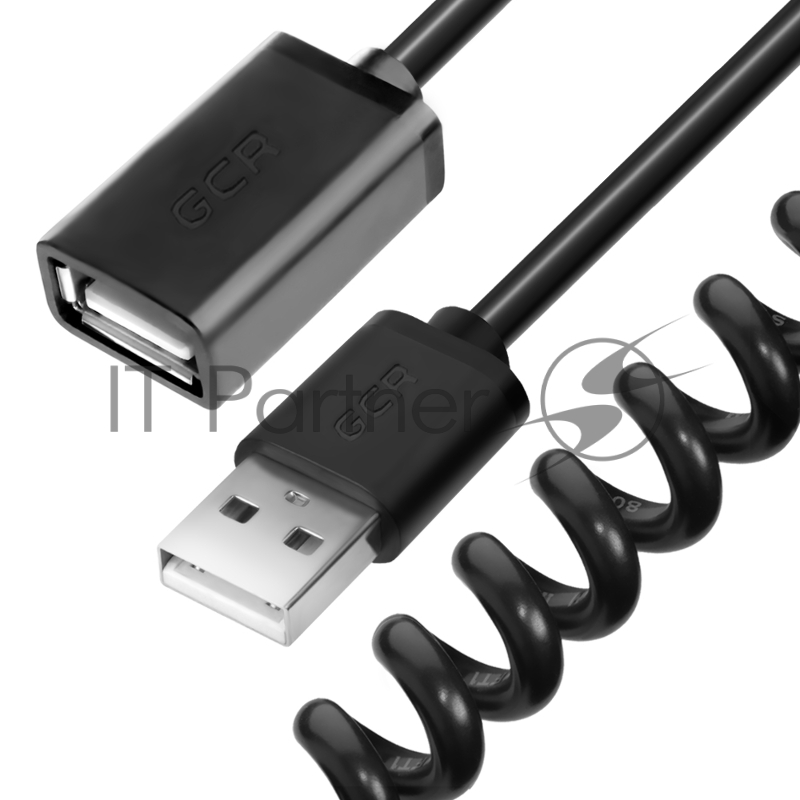 Удлинитель Greenconnect 2.0m USB 2.0, AM/AF витой, черный, 28/28 AWG, экран, Premium, GCR-UEC0M-BB2S-2.0m