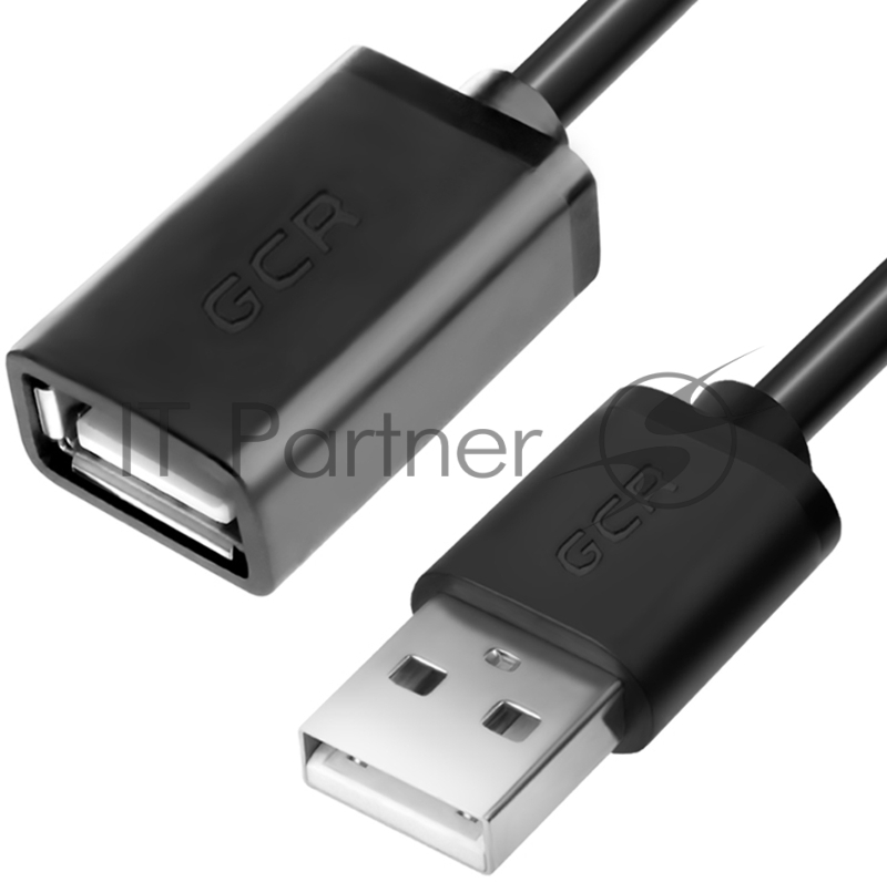 Удлинитель Greenconnect 2.0m USB 2.0, AM/AF витой, черный, 28/28 AWG, экран, Premium, GCR-UEC0M-BB2S-2.0m