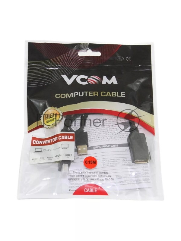 Кабель-переходник HDMI(M) +USB---> DP(F) 0.15m 4K*30Hz VCOM<CG599> Кабель-переходник HDMI(M) +USB---> DP(F) 0.15m 4K*30Hz VCOM<CG599>