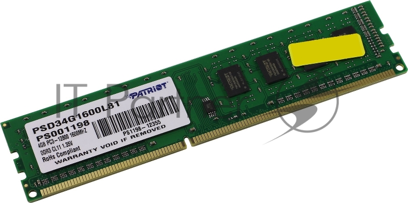 Модуль памяти Patriot DIMM DDR3 4Gb (pc-12800) 1600MHz Patriot 1.35V PSD34G1600L81