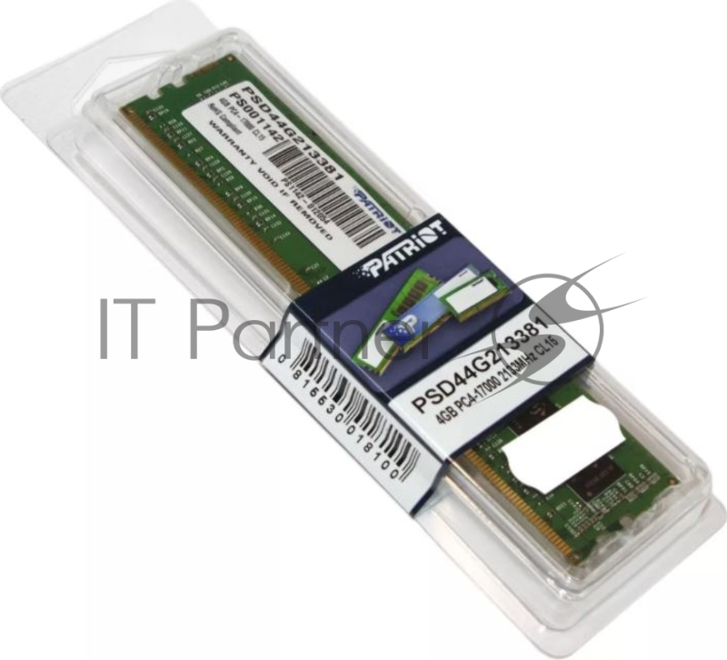 Модуль памяти Patriot DDR4 4Gb 2133MHz PSD44G213381 RTL PC4-17000 CL15 DIMM 288-pin 1.2В