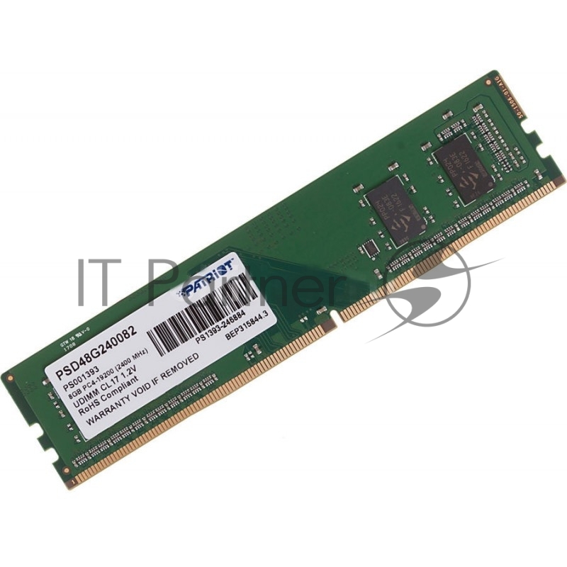 Модуль памяти Patriot DDR4 8Gb 2400MHz PSD48G240082 RTL PC4-19200 CL17 DIMM 288-pin 1.2В