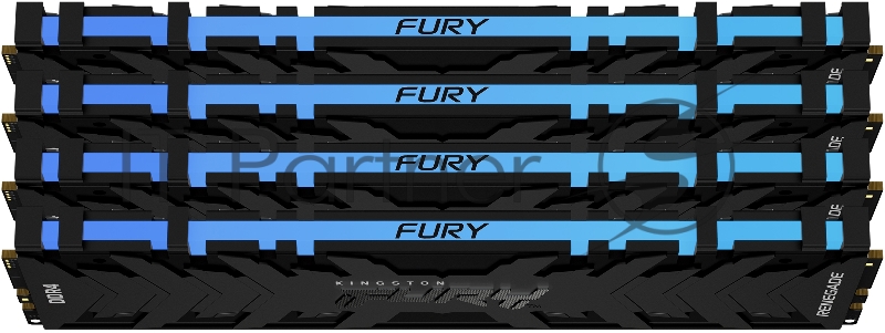 Память оперативная Kingston 64GB 3200MHz DDR4 CL16 DIMM (Kit of 4) 1Gx8 FURY Renegade RGB
