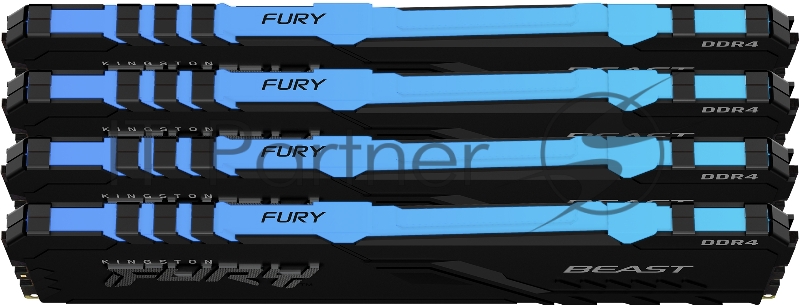 Оперативная память Kingston DRAM 32GB 3600MHz DDR4 CL17 DIMM (Kit of 4) FURY Beast RGB EAN: 740617319071