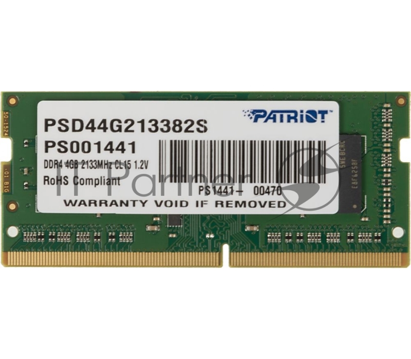 Модуль памяти Patriot SO-DIMM DDR4 4GB (pc-17000) 2133MHz Patriot PSD44G213382S