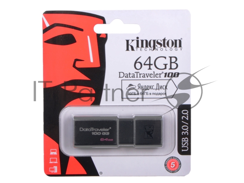 Флэш Диск Kingston 64Gb DT100G3/64Gb {USB3.0}USB Drive