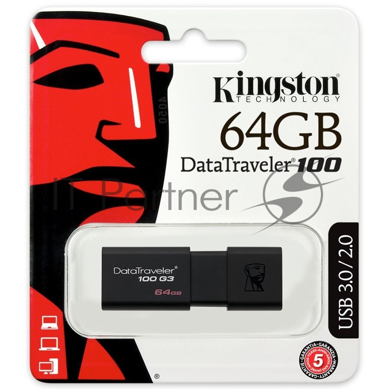 Флэш Диск Kingston 64Gb DT100G3/64Gb {USB3.0}USB Drive