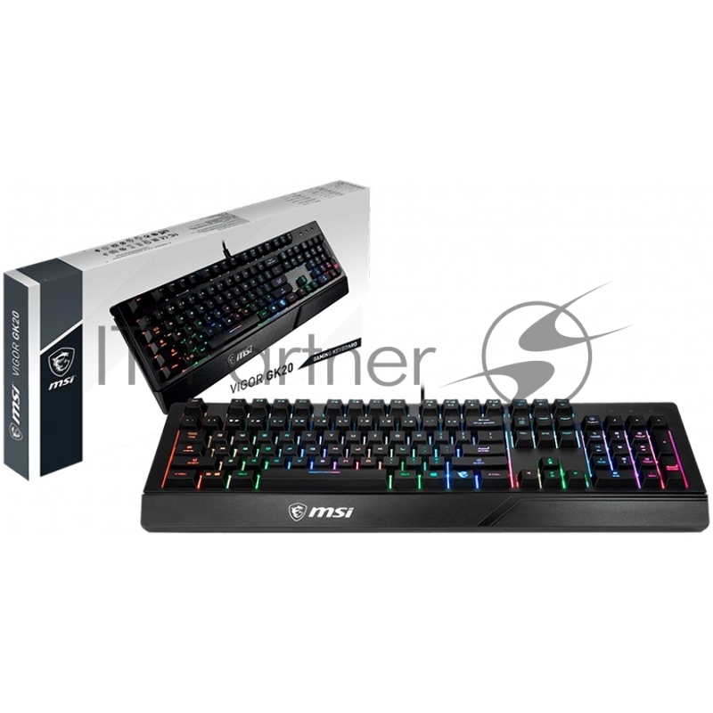 Клавиатура MSI VIGOR GK20 RU черный USB Multimedia for gamer LED (подставка для запястий)