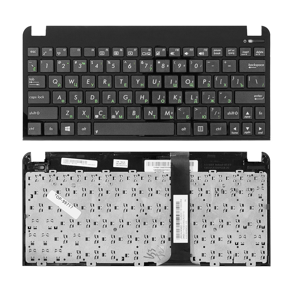Клавиатура для ноутбука Asus Eee PC 1011, 1015, 1025C, 1025CE, X101 Series. Плоский Enter. Черная, с Topcase. EJ1, AEEJ1700210.