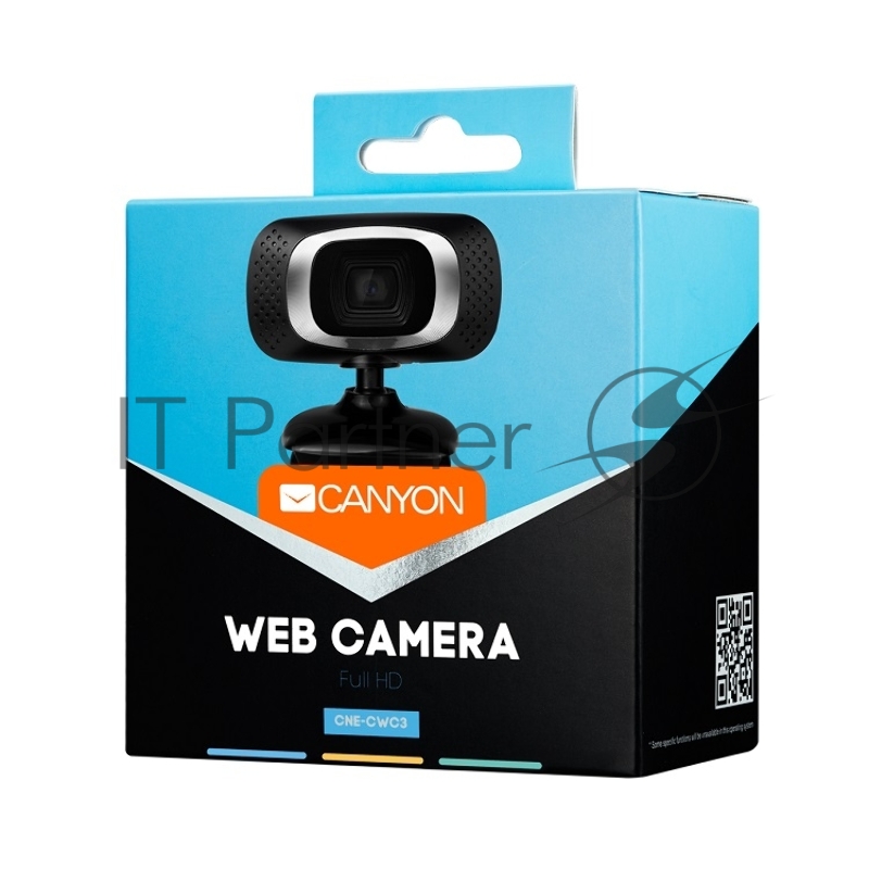 Цифровая камера Canyon CANYON C3 720P HD webcam with USB2.0. connector, 360° rotary view scope, 1.0Mega pixels, Resolution 1280*720, viewing angle 60°, cable length 2.0m, Black, 62.2x46.5x57.8mm, 0.074kg