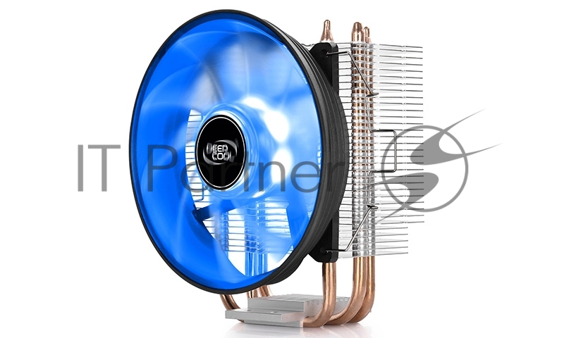 Кулер DEEPCOOL GAMMAXX300B LGA1366/1156/55/51/50/775/FM2/ (24шт/кор, TDP 130Вт, PWM, Blue Led, 3 тепл. трубки прямого контакта,120мм вент-р,17.8~21dB(A)) RET