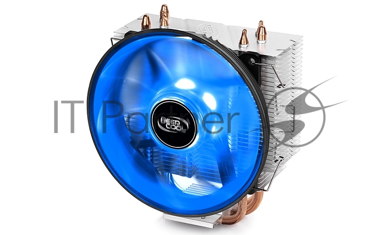 Кулер DEEPCOOL GAMMAXX300B LGA1366/1156/55/51/50/775/FM2/ (24шт/кор, TDP 130Вт, PWM, Blue Led, 3 тепл. трубки прямого контакта,120мм вент-р,17.8~21dB(A)) RET