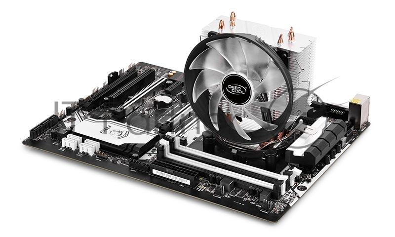 Кулер DEEPCOOL GAMMAXX300B LGA1366/1156/55/51/50/775/FM2/ (24шт/кор, TDP 130Вт, PWM, Blue Led, 3 тепл. трубки прямого контакта,120мм вент-р,17.8~21dB(A)) RET