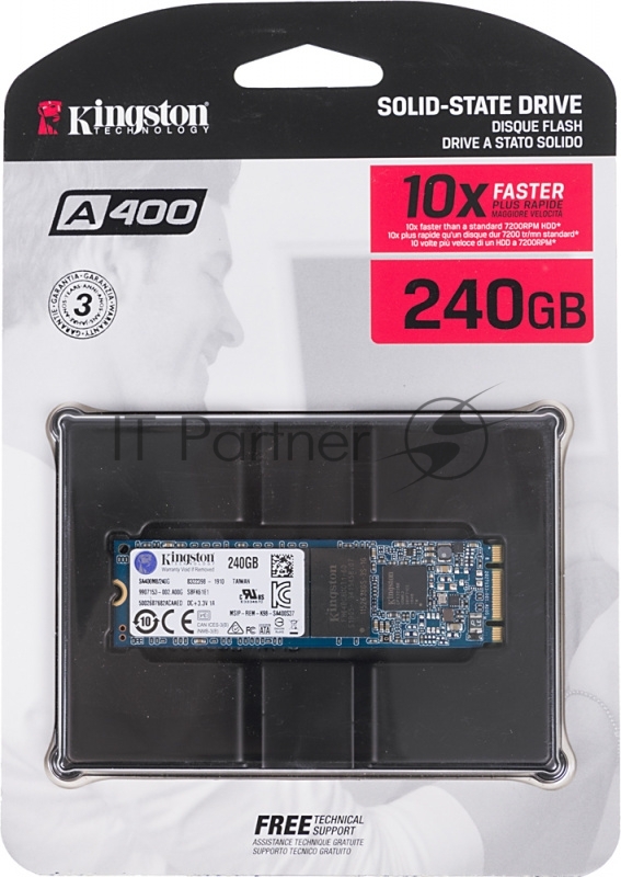 Накопитель SSD Kingston 240G SSDNow A400 M.2 2280 SATA 6Gb/s TLC R/W 500/350 TBW 80TB