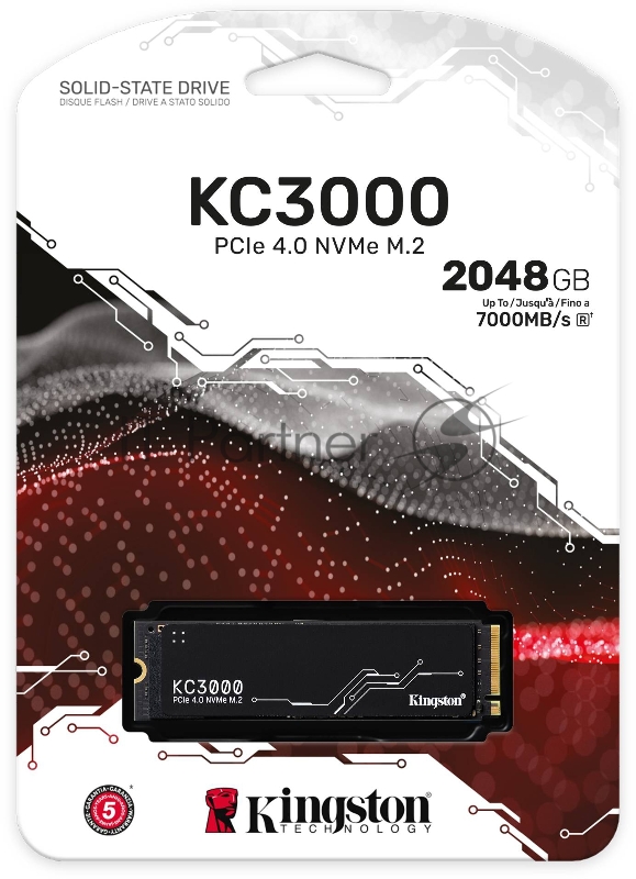 Накопитель SSD M.2 Kingston 2.0Tb KC3000 Series <SKC3000D/2048G> (PCI-E 4.0 x4, up to 7000/7000Mbs, 1000000 IOPS, 3D TLC, NVMe, 1600TBW, Phison E18, 22х80mm, LP graphen heatsink)