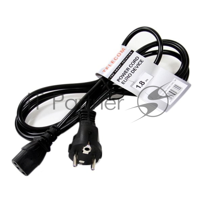 Кабель Telecom Кабель (TE021-CU0.5-1.8M) компьютер - розетка 220V (EURO) 1.8м, 3G0,5mm медь