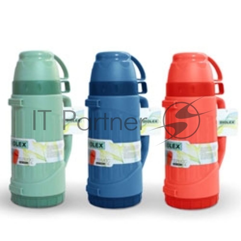 Термос Diolex DXP-1800-G зеленый, пластиковый со стеклянной колбой 1800 мл, с ручкой для переноски,