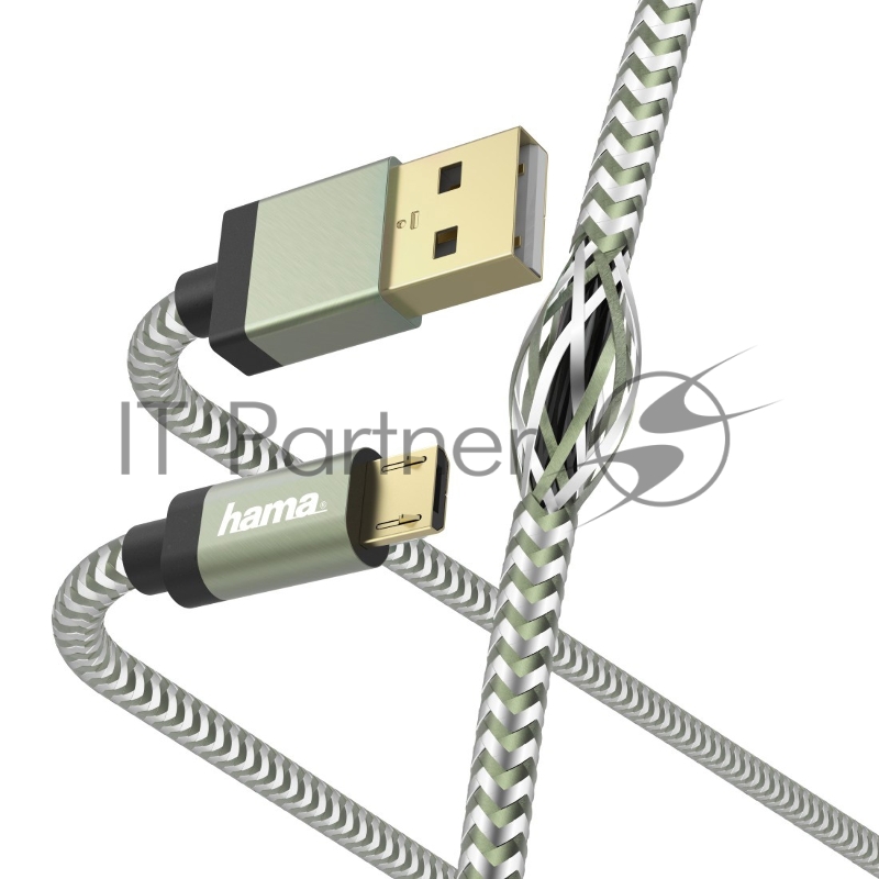 Кабель Hama 00187235 microUSB (m) USB A(m) 1.5м зеленый