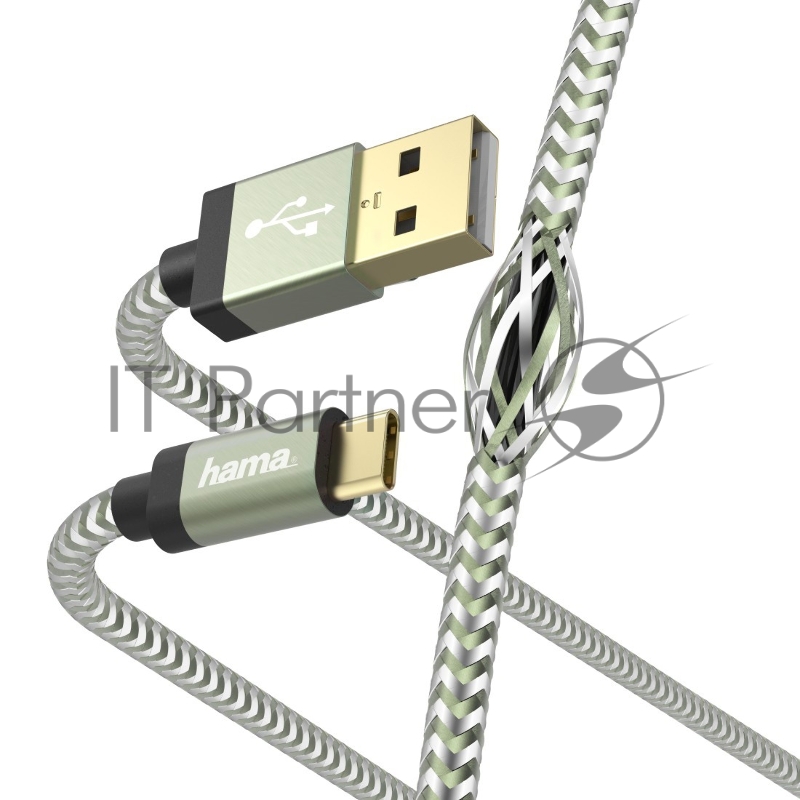 Кабель Hama 00187236 USB Type-C USB A(m) 1.5м зеленый