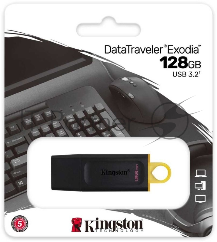 Накопитель флэш KINGSTON 128GB USB3.2 Gen1 DataTraveler Exodia (Black + Yellow)