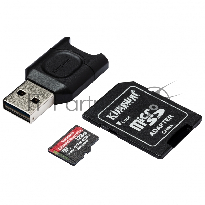 Карта памяти Kingston 128GB microSDXC React Plus SDCR2 w/Adapter + MLPM Reader EAN: 740617303360