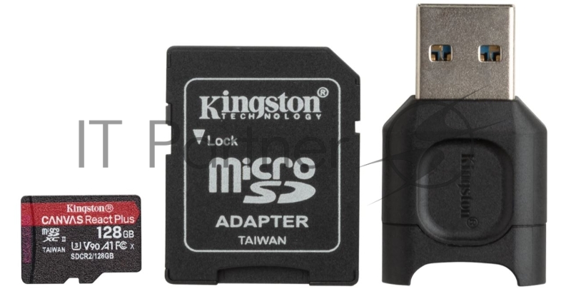 Карта памяти Kingston 128GB microSDXC React Plus SDCR2 w/Adapter + MLPM Reader EAN: 740617303360