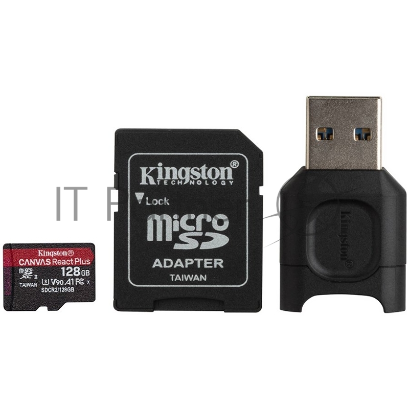 Карта памяти Kingston 128GB microSDXC React Plus SDCR2 w/Adapter + MLPM Reader EAN: 740617303360