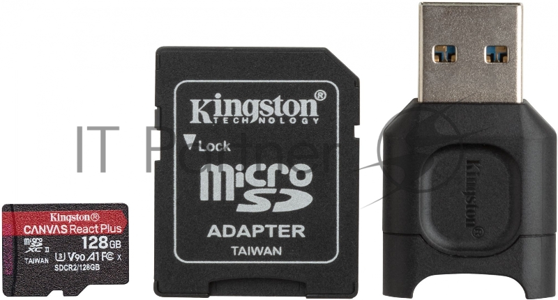 Карта памяти Kingston 128GB microSDXC React Plus SDCR2 w/Adapter + MLPM Reader EAN: 740617303360