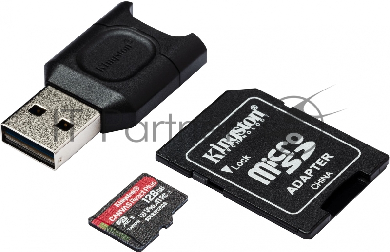 Карта памяти Kingston 128GB microSDXC React Plus SDCR2 w/Adapter + MLPM Reader EAN: 740617303360