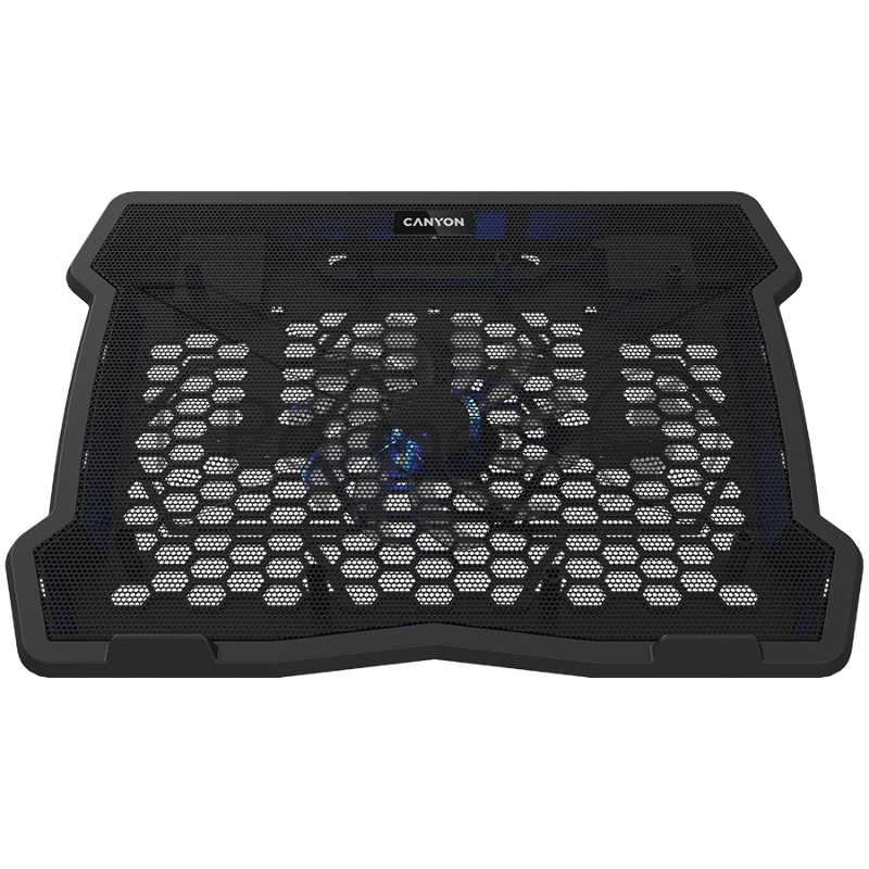 Охлаждающая подставка для ноутбука CANYON Cooling stand single fan with 2x2.0 USB hub, support up to 10”-15.6” laptop, ABS plastic and iron, Fans dimension:125*125*15mm(1pc), DC 5V, fan speed: 800-1000RPM, size:340*265*30mm, 406g