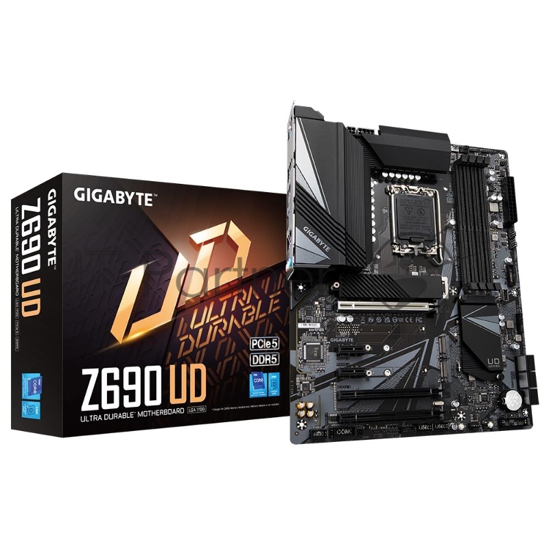 Материнская плата Gigabyte Z690 UD, Socket 1700, Intel Z690, 4xDDR5-4800, HDMI+DP, 3xPCI-Ex16, 2xPCI-Ex1, 6xSATA3(RAID 0/1/5/10), 3xM.2, 8Ch Audio, 2,5GbLan, (4+4)xUSB2.0, (5+2)xUSB3.2, (1+1)xUSB3.2 Type-C, 1xPS/2, ATX, RTL