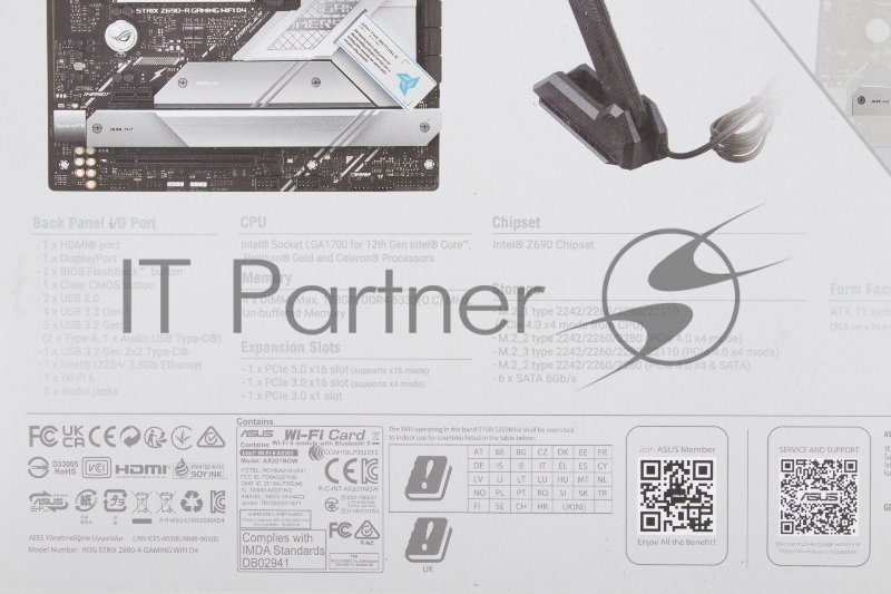 Материнская плата Asus ROG STRIX Z690-A GAMING WIFI D4 Soc-1700 Intel Z690 4xDDR4 ATX AC`97 8ch(7.1) 2.5Gg RAID+HDMI